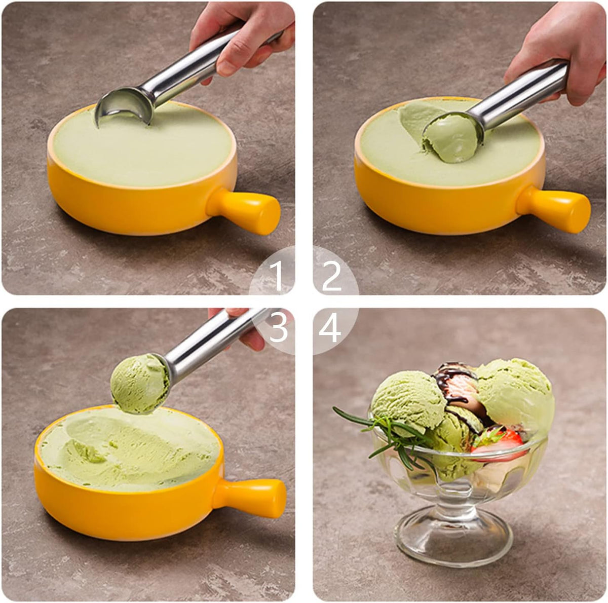 Pimoys Ice Cream Scoop, 7 Inch Aluminum, Nonstick, Bright Silver