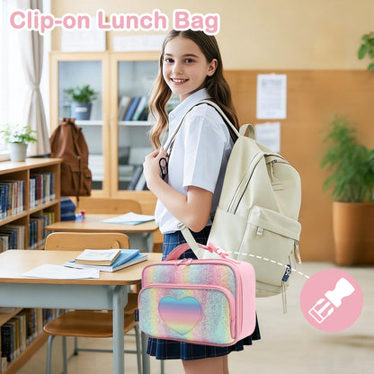 FlowFly Kids Lunch box Insulated Soft Bag Mini Cooler Back to School Thermal Meal Tote Kit for Girls, Boys, Astronaut - Colors A