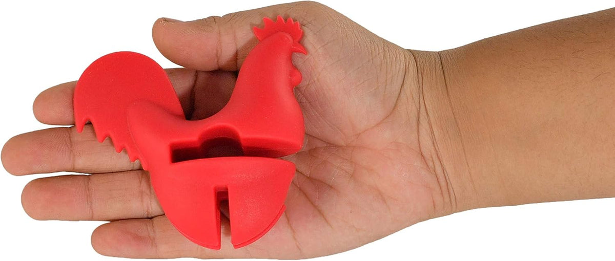 HOME-X Red Rooster Spoon Holder, Pot/Pan Clip Kitchen Accessories, Fun Hostess Gifts