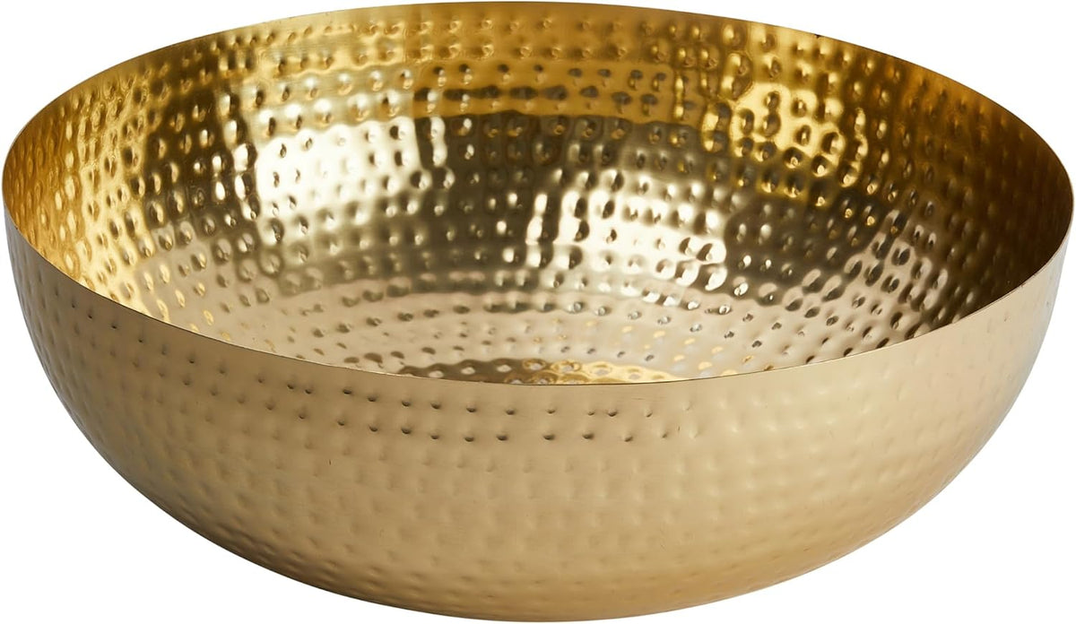 Creative Co-Op Round Hammered Metal Serving and Mixing Bowl, Gold Finish