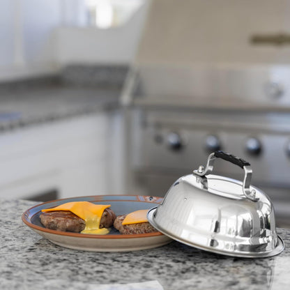 Outset Burger Cheese Melting Dome for Grill, Griddle, and Stovetop, Stainless Steel