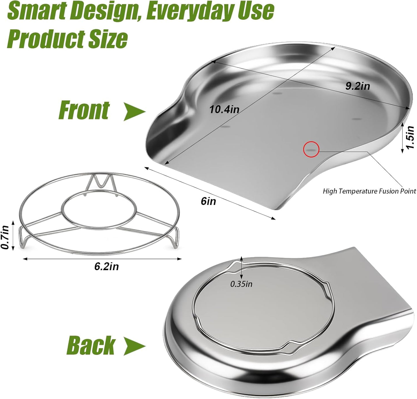Palksky Stainless Steel Colander Set with Self-Draining Base, 3 Sizes Colanders & Food Strainers for Pasta, Rice, Fruits & Veggies, Metal Colander with Draining Plate for Sink or Countertop