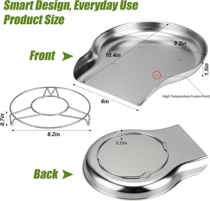 Palksky Stainless Steel Colander Set with Self-Draining Base, 3 Sizes Colanders & Food Strainers for Pasta, Rice, Fruits & Veggies, Metal Colander with Draining Plate for Sink or Countertop
