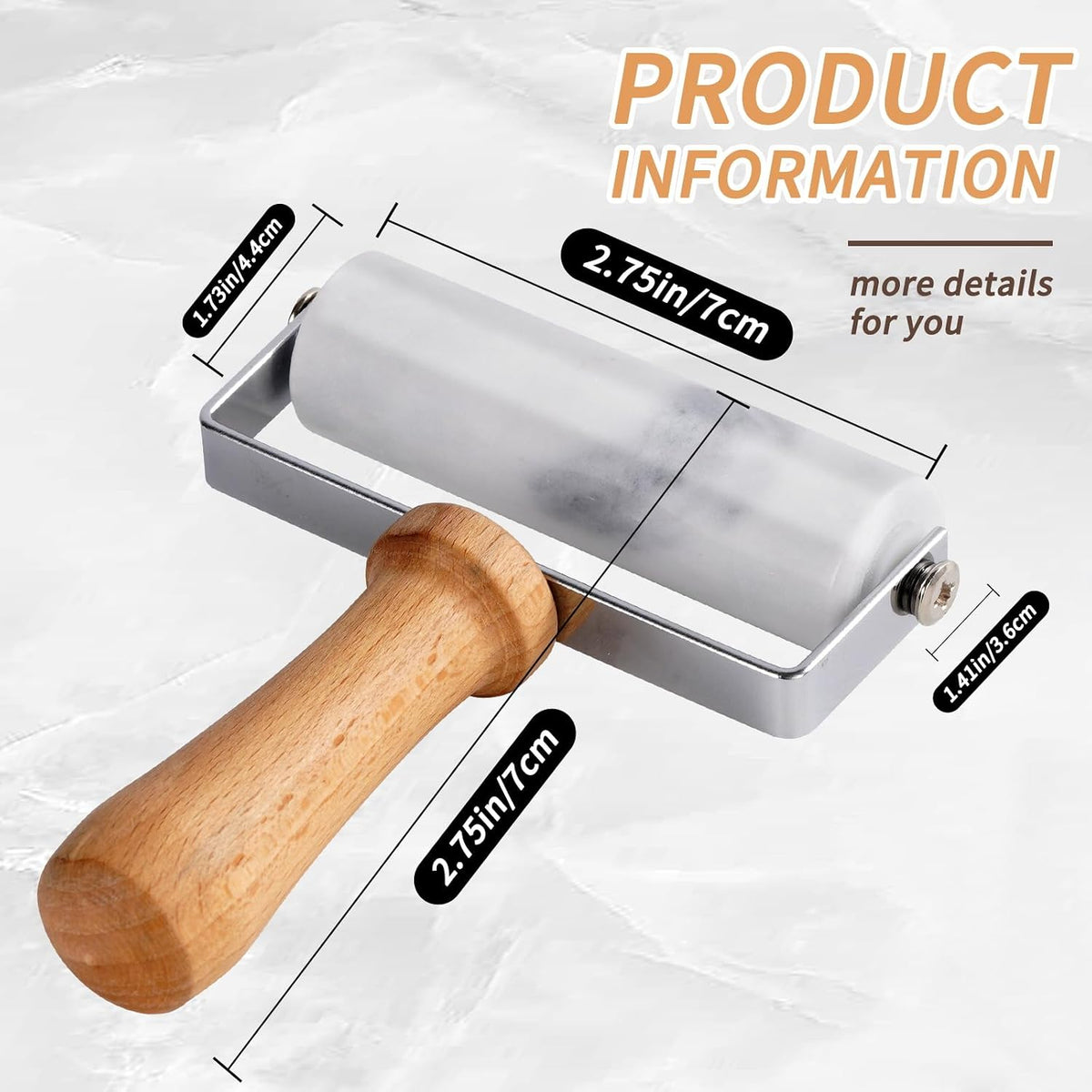 Small Marble Rolling Pin Pizza Roller for Baking (Type B Black)