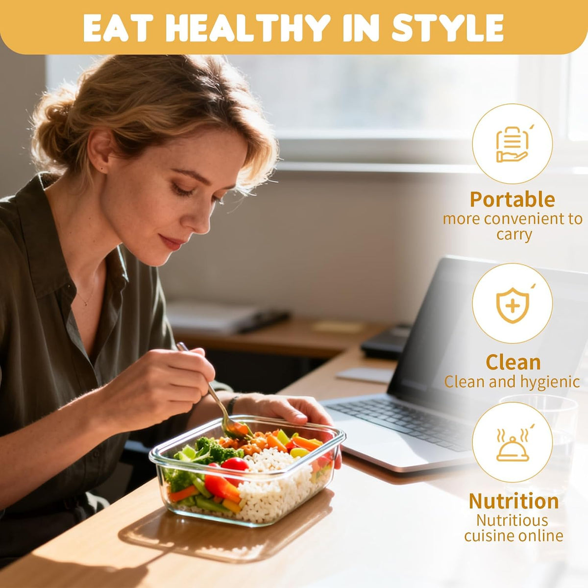 6 Pack Glass Food Storage Containers with Lids, 36 OZ Meal Prep Containers for Lunch, 4.5 Cup Airtight Glass Lunch Containers Set, Microwave, Oven, Freezer & Dishwasher Safe, BPA-Free