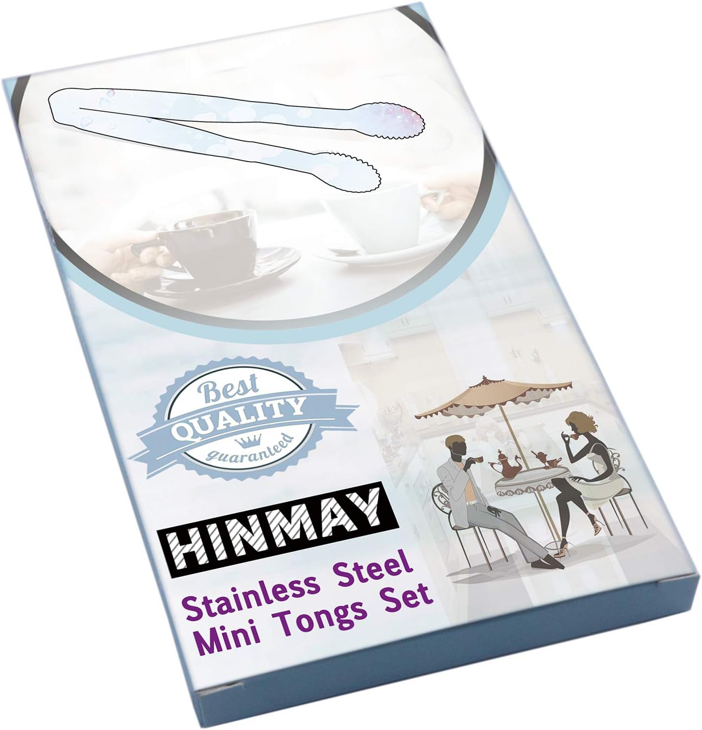 HINMAY Sugar Tongs 4-Inch Mini Serving Tongs Stainless Steel Appetizer Tongs, Set of 4