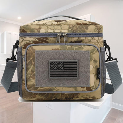 FlowFly Lunch Bag, Insulated Cooler, Thermal Lunch Box Tote with MOLLE/PALS Webbing, Adjustable Padded Shoulder Strap, for Tactical Men Women Adults and Boys Girls Kids (Cyan, Medium)