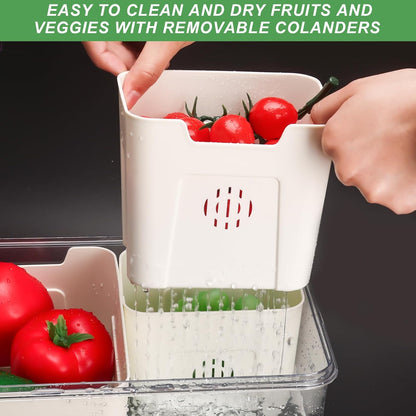 shopwithgreen Divided Serving Tray with Lid, Portable Snack Box Charcuterie Veggie Tray with Lid, Food Storage Organizer with 8 Colandersfor Fruit, Vegetable, Refrigerator, Kitchen, Party, Picnic