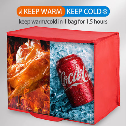 Bodaon Insulated Food Delivery Bag, XXXL Pizza Delivery Bags for Hot and Cold Food, Commercial, Large Capacity Reusable Warming Bag, Catering Cooler Bag for Rideshare, Warmers for Parties (Black, 1Pk)