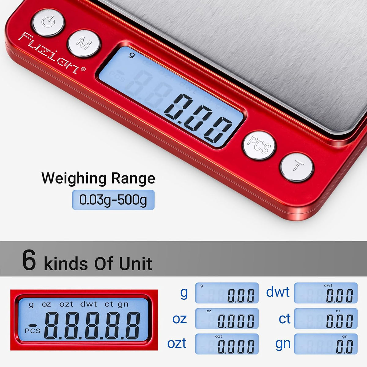 Fuzion Digital Gram Scale .01 Gram Accuracy, 500g Small Jewelry Scale