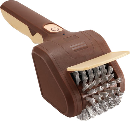 Electric Grill Brush for Outdoor Grill, Cordless Electric BBQ Grill Cleaner, Rechargeable Grill Cleaning Stainless Steel Brush, Grill Scraper, BBQ Accessories Brown
