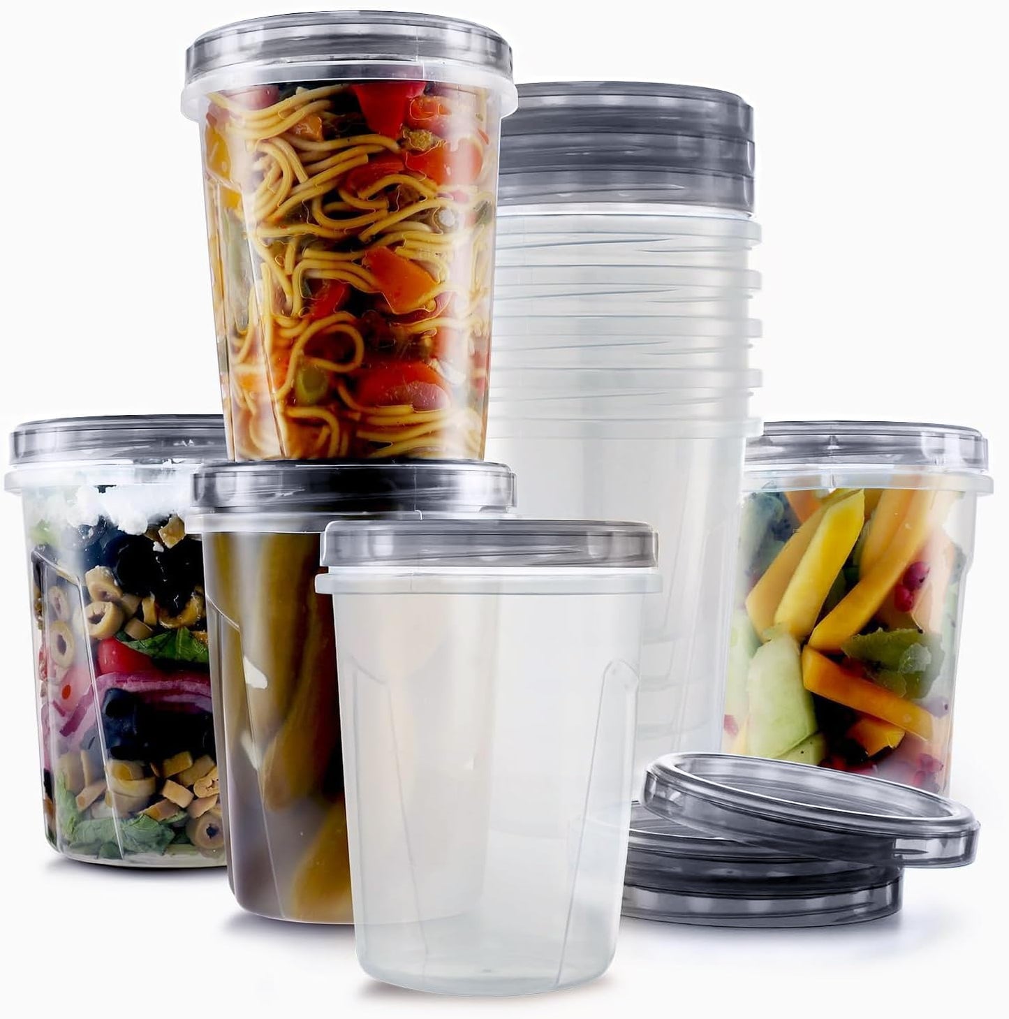 Tafura 10 Pack Leakproof Freezer Containers for Food with Twist Top Lids - 32 Oz BPA Free Reusable Plastic Soup Containers with Screw On Lids - Ideal for Meal Prep, Leftovers & Pantry Organization