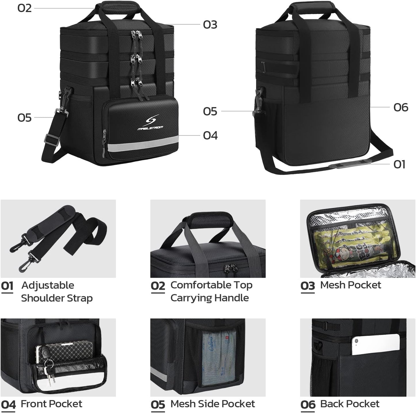 Maelstrom Lunch Box for Men,Insulated Lunch Bag Women/Men,Leakproof Lunch Cooler Bag, Lunch Tote Bag