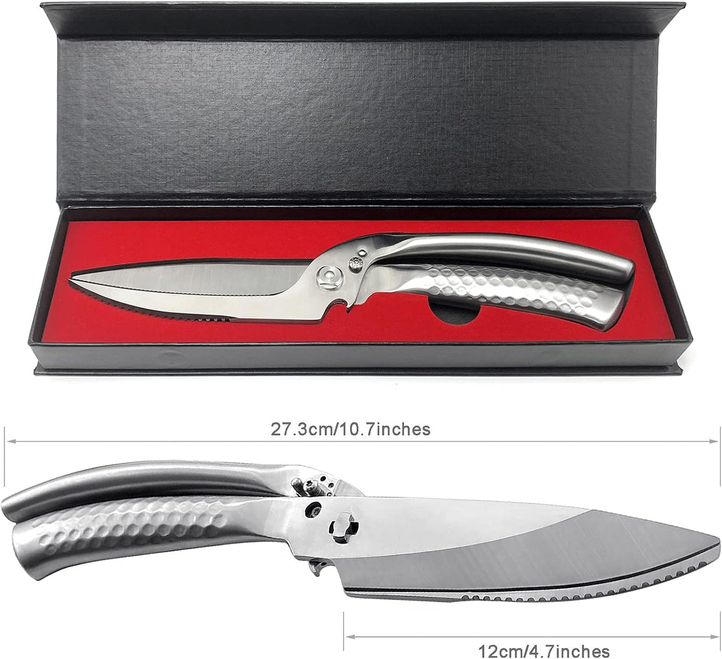 SGNEKOO All Stainless Steel Kitchen Scissors, Heavy Duty Stainless Steel All Purpose Kitchen Shears, Removable Utility Scissors for Food, Meat, Herbs, Poultry（Silver）