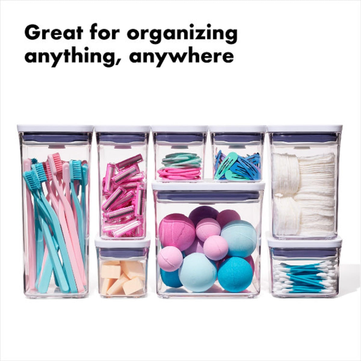 OXO New Good Grips 6‑Piece POP Container Bulk Set, Stackable with Attached ½ Cup Scoops, Panty Organization and Storage