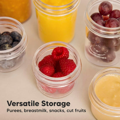 KeaBabies 12pk 4oz Glass Baby Food Containers with Lids - Leak-Proof, Microwavable Small Glass Jars, Baby Purees & Toddler Snack Storage Containers, BPA-Free, Dishwasher & Freezer Safe (Musk Dusk)