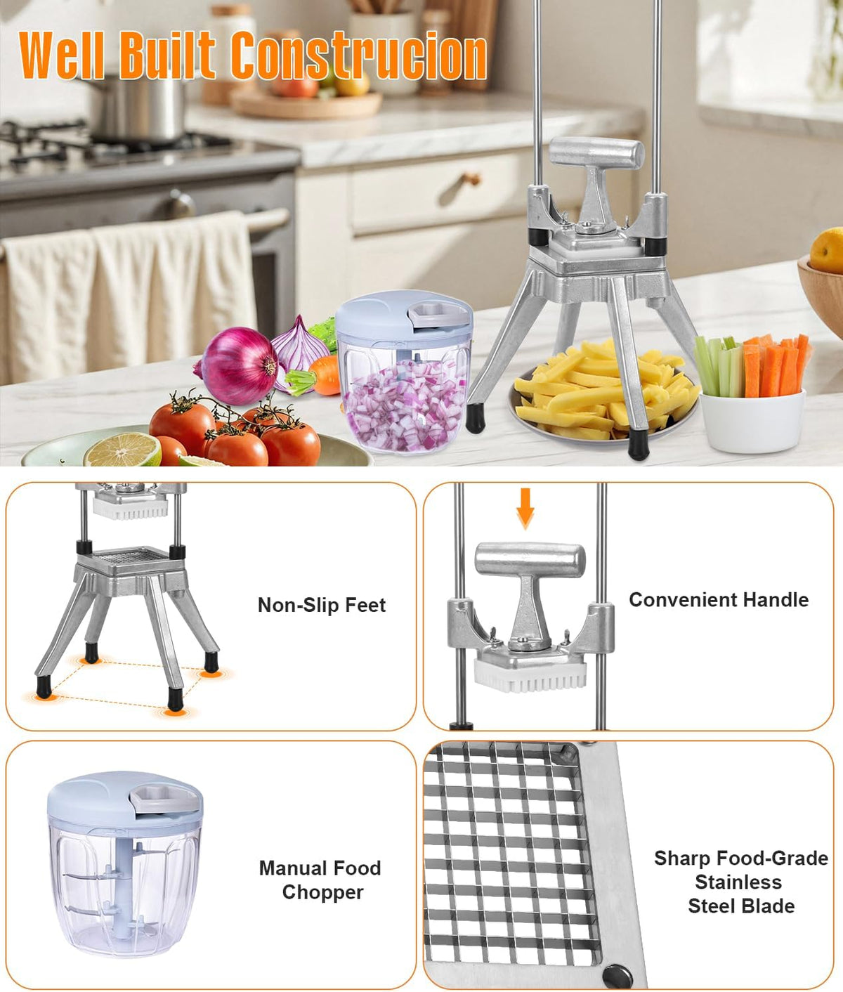 Commercial Tomato Slicer & Vegetable Chopper 1/4inch Food Slicer