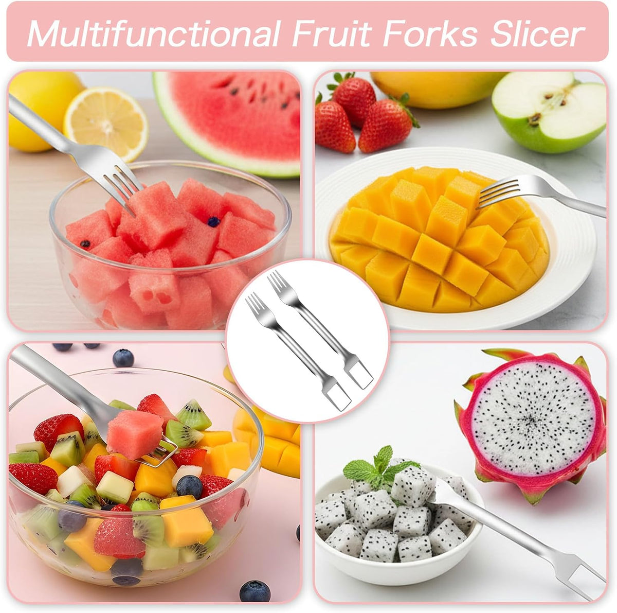 2pcs Watermelon Cutter Slicer Fruit Cutter Watermelon Fork Slicer