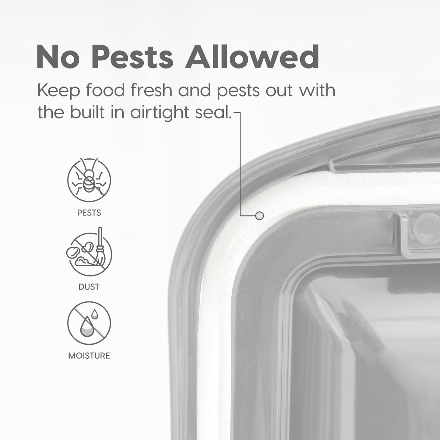 IRIS USA Airtight Dog Food Storage Container, WeatherPro, Up to 25 lbs, Removable Wheels, for Dog Cat Bird and Other Pet Food Storage Bin, Keep Fresh, Translucent Body, Made in USA, Clear/Black