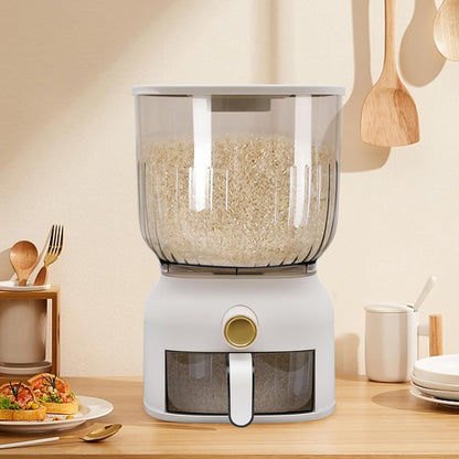 LYNICESHOP 22 Lbs Rice Dispenser, Large Sealed Grain Storage Container With Rice Cup Food Dispenser Kitchen Organizer For,Beans, Grains, Cereal Dry, Small Pantry (Square)