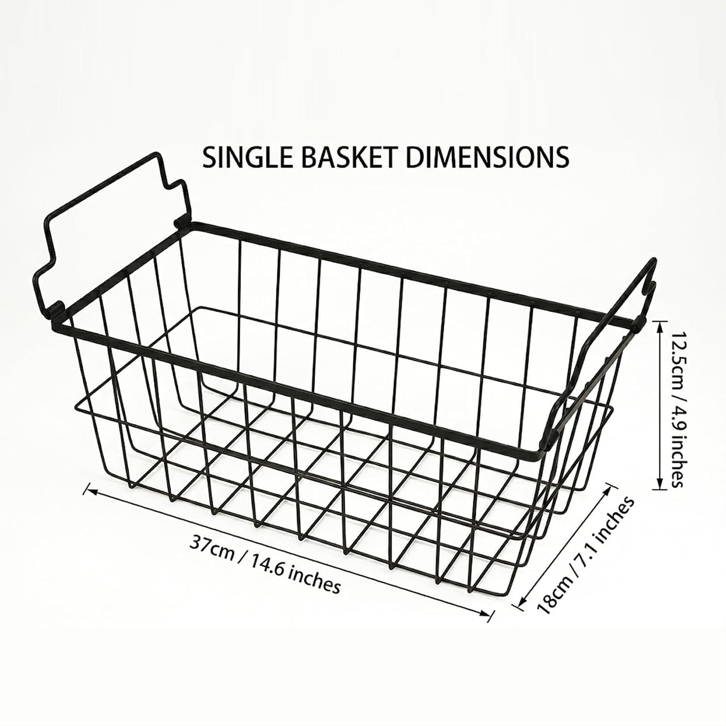 Freezer Organizer Bins, Deep Chest Freezer Baskets Stackable 4 Pack - Wire Metal Bins with Folding Handles, 30LBS Capacity, 14.6"×7.1"×4.9", Includes Baggy Rack - ARTAWEIN