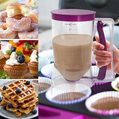 Pancake Batter Dispenser with Squeeze Handle and Measuring Marks