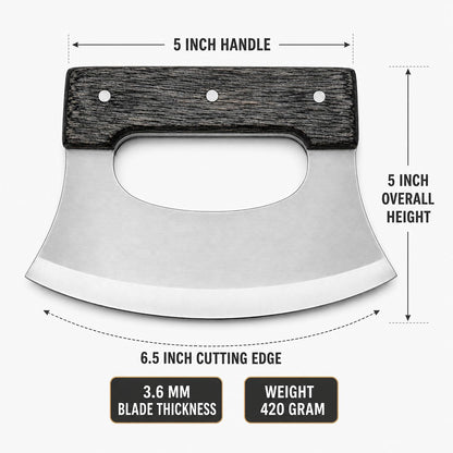 Handmade Ulu Knife Pizza Cutter Mezzaluna Knife