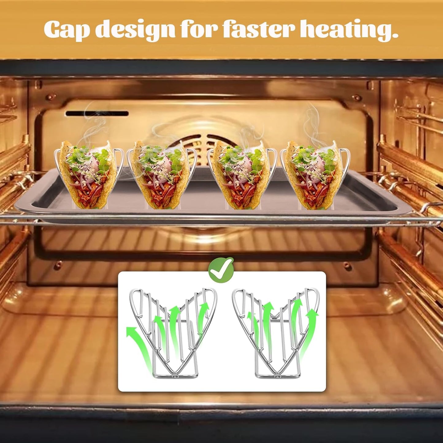 BSTKEY Taco Holders Set of 5, Stainless Steel Taco Stand, Soft or Hard Shell Taco Rack for Taco Bar, Burritos and Tortillas Holder for Kitchen Restaurant