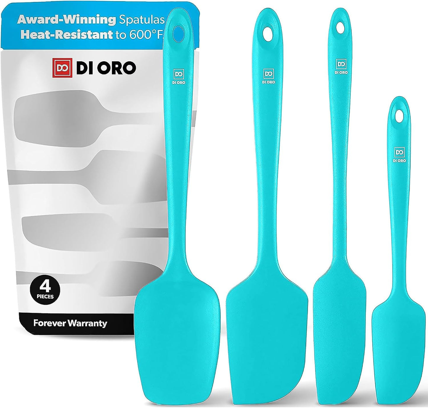 DI ORO Silicone Spatula Set - Rubber Kitchen Spatulas for Baking, Cooking, & Mixing - 600°F Heat-Resistant & BPA Free Silicone Scraper Spatulas for Nonstick Cookware - Dishwasher Safe (4pc, Black)