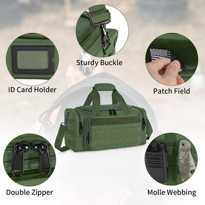 Tactical Pistol Range Bag, Gun Range Bag for Handguns, Shooting Duffle Range Pistol Bag with 6X Magazine Slots, Extra Pockets for Ammo and Essentials