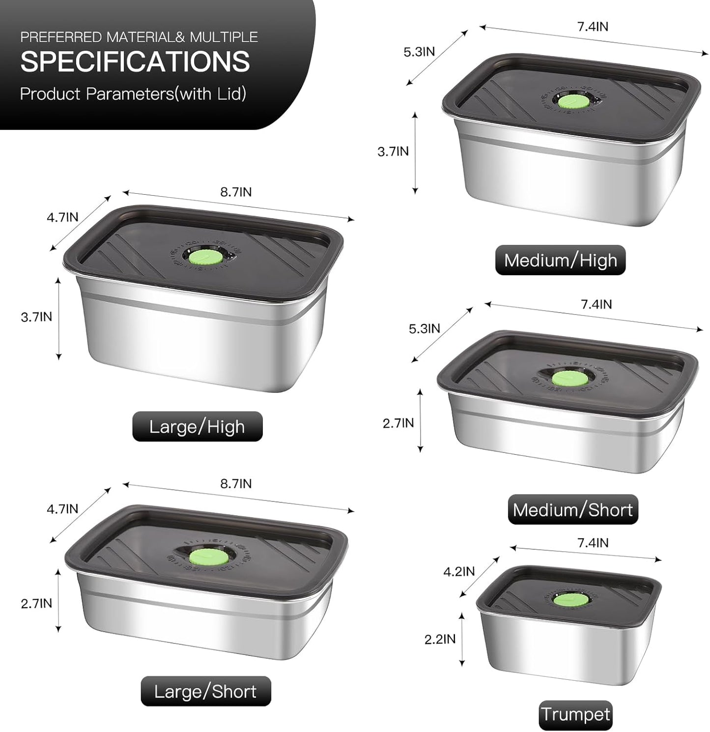 GIUOIDUO stainless steelFood Storage Containers setsstorage box with lidfreezer FrozenKitchen tray with lidOven plateSide dish plate Freezer & Dishwasher Safe