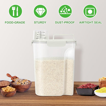 TBMax Rice Container 10 Lbs, Cereal Container Oatmeal Storage, Airtight Food Dispenser with Easy-pouring Spout & Handy Cup for Flour Grain Beans, Pet Dog Cat Bird Food Storage Container