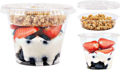 Aatriet 12 oz Clear Plastic Parfait Cups with Insert 3.25oz & Dome Lids No Hole - (20 Sets) Yogurt Fruit Parfait Cups, for Dips and Veggies, Take Away Breakfast and Snacks. No Leaking
