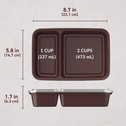 Bentgo Prep - 20-Piece 2-Compartment Reusable Meal Prep Containers with Lids, PFAS & BPA Free Materials, Durable, Microwave, Freezer, & Dishwasher Safe To Go Food Storage (Rose Gold)