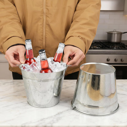3 Pack 15.3" x 9" x 6" Yellow Metal Galvanized Tub with Handles, 3 Gallon Large Beverage Tubs for Parties, Beer, Wine, and Cocktails, Rust-Proof and Durable Ice Buckets