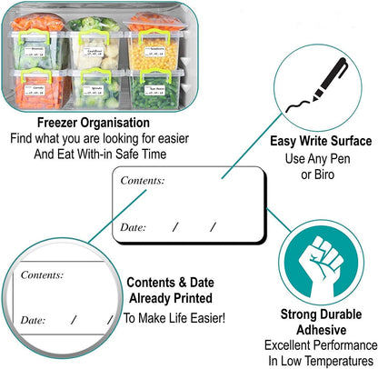 Hybsk Removable Freezer Food Labels for Jars Easy Peel Off - Frozen Food Storage Labels that Leave No Sticky Residue After Use (Type 2)