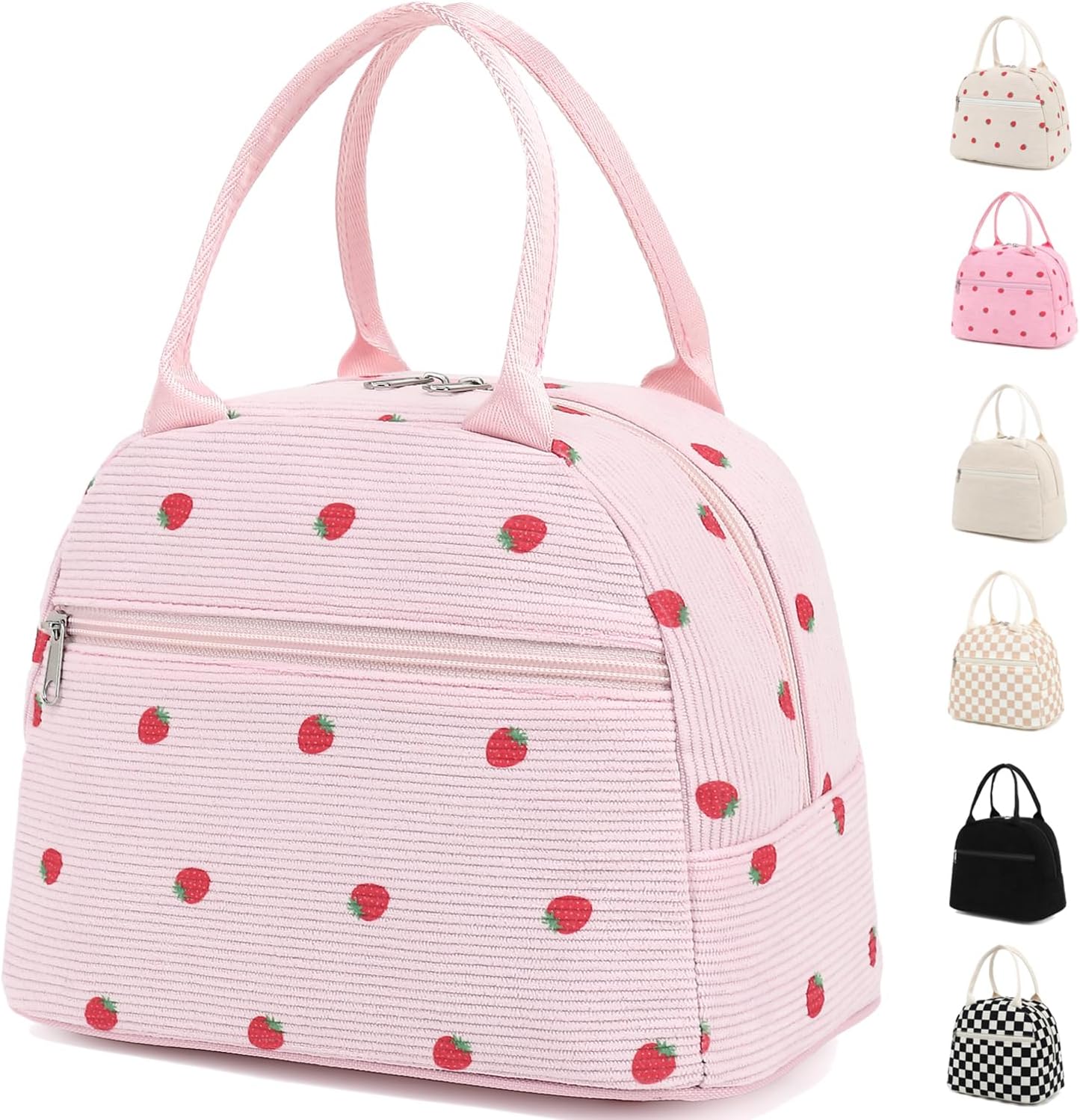 GYEUKHAM Lunch Bag Women, Lunch Box for Adult Men Kids Girls, Small Cute Lunchbox Tote Large Capacity Insulated Lunch Container Cooler for Work School Picnic Travel, Black White Stripes