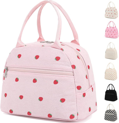 GYEUKHAM Lunch Bag Women, Lunch Box for Adult Men Kids Girls, Small Cute Lunchbox Tote Large Capacity Insulated Lunch Container Cooler for Work School Picnic Travel, Black White Stripes