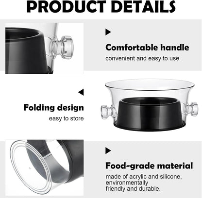 4 Liter Clear Acrylic Collapsible Ice Bucket with Handles for Travel Foldable Durable Thick Wine Champagne Bucket with Scoop Chiller for Bar, Parties, Bbqs, Weddings, Picnics, Outdoors