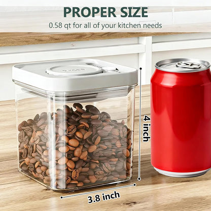 WRINGKIT Set of 4 Airtight Food Storage Containers, 0.58 Qt Small Cereal Snacks Container with Lids, Leak Proof Stackable Flour Sugar Canisters for Pantry, Spices, Candy, One Button Opening, 550ml