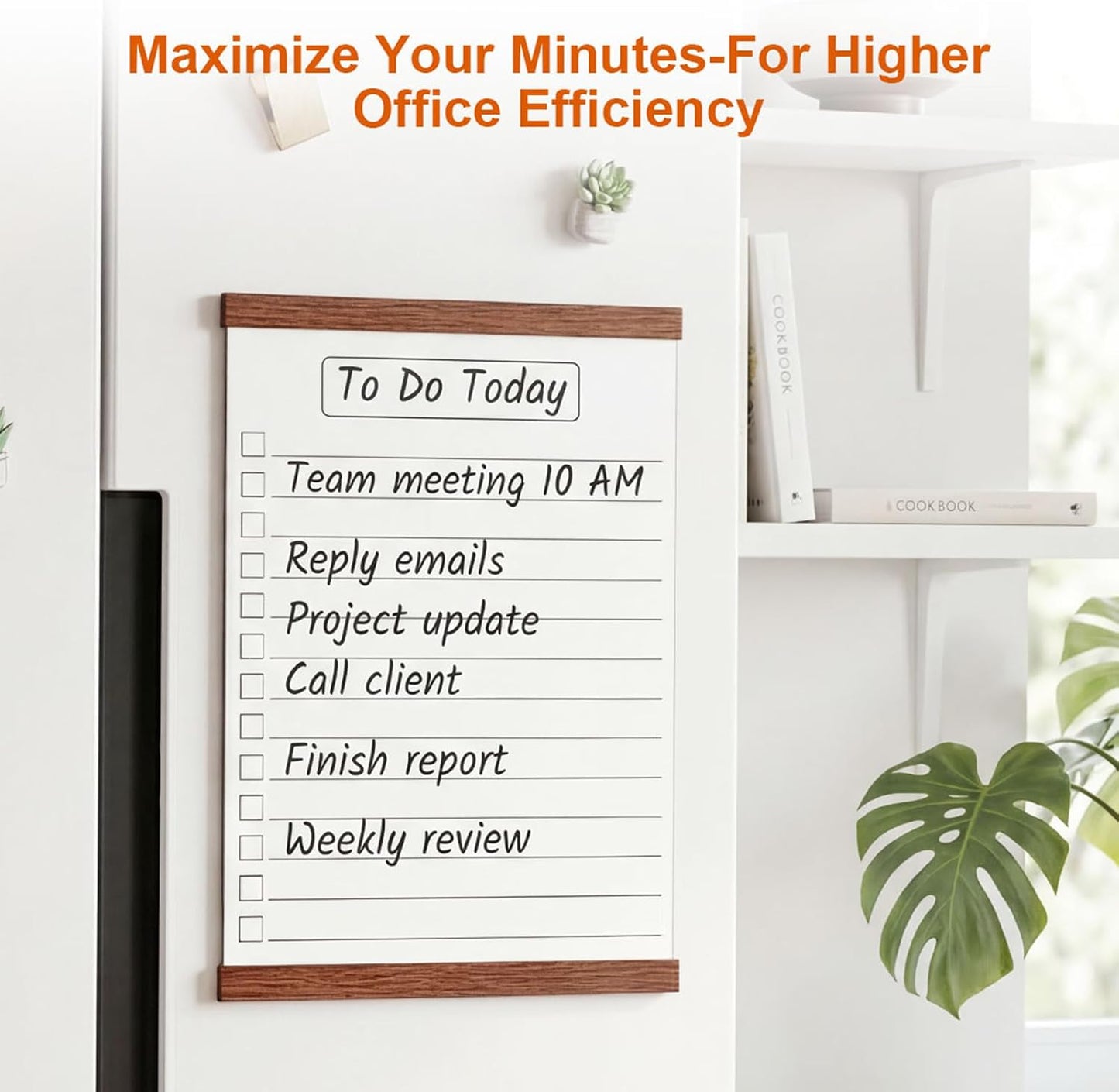 Fullin 12.6x8.3in Magnetic Whiteboard for Fridge - DIY Acrylic Fridge Calendar Board with 2 Printable Letter Size Templates, Dry Erase Marker, Weekly Monthly Planner for Kitchen
