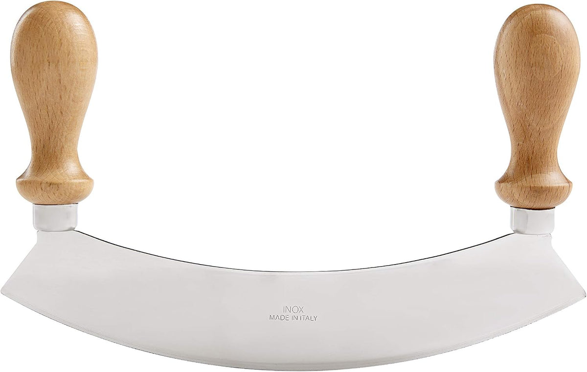 Fantes Mezzaluna Rocking Chopper, Stainless Steel Blade with Beechwood Handles, 9.5-Inch Blade, The Italian Market Original since 1906