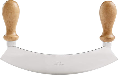 Fantes Mezzaluna Rocking Chopper, Stainless Steel Blade with Beechwood Handles, 9.5-Inch Blade, The Italian Market Original since 1906