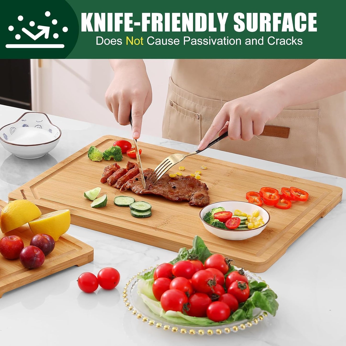 Homaxy Extra Large Bamboo Cutting Boards for Kitchen, 18x12.5" Wood XL Cutting Board with Juice Groove, Butcher Block Wooden Chopping Board for Kitchen, Meat, Cheese, Fruit & Vegetables - Pre Oiled