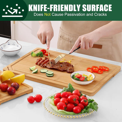 Homaxy Extra Large Bamboo Cutting Boards for Kitchen, 18x12.5" Wood XL Cutting Board with Juice Groove, Butcher Block Wooden Chopping Board for Kitchen, Meat, Cheese, Fruit & Vegetables - Pre Oiled