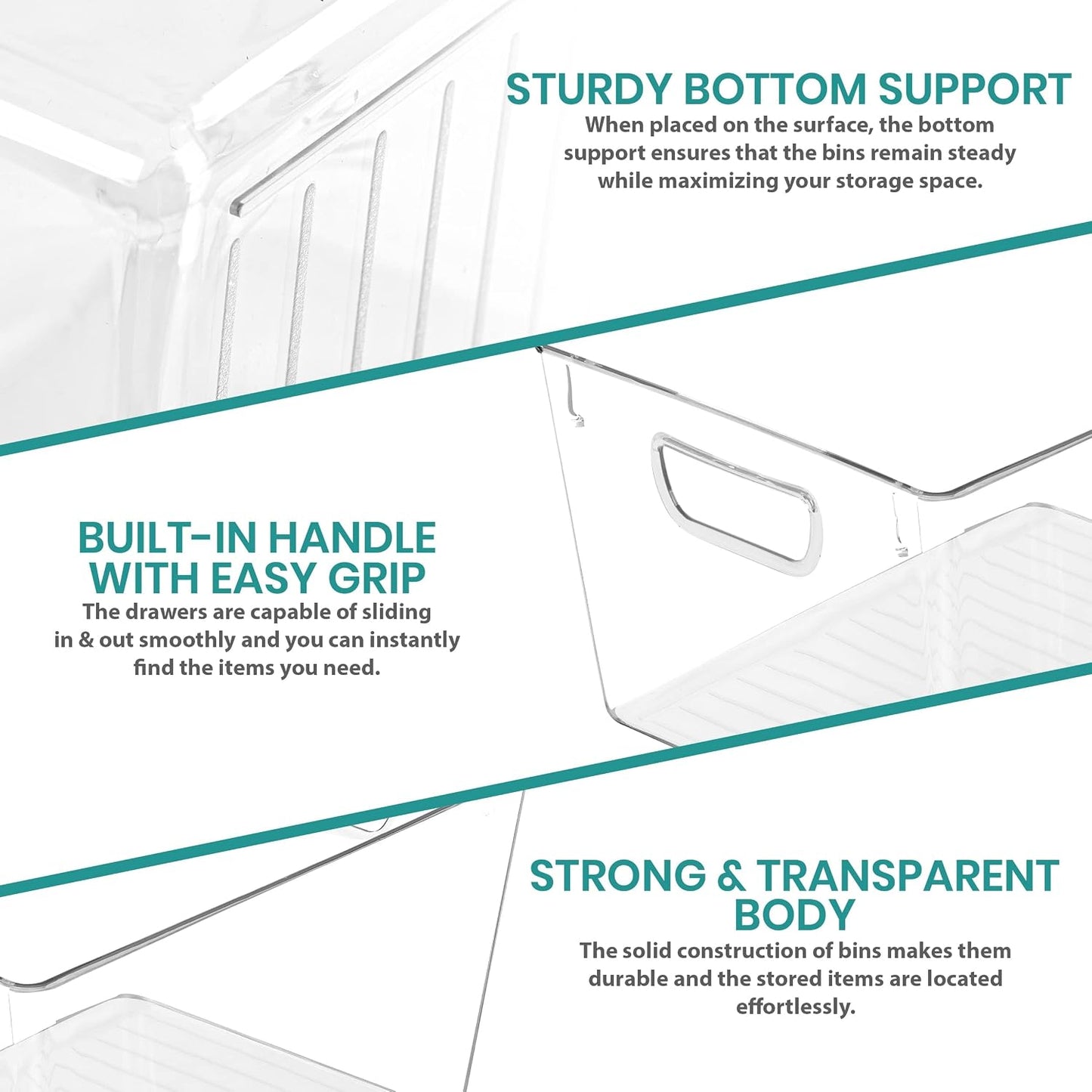 Utopia Kitchen Clear Pantry Organizers and Storage Bins 6 Pack, Large Clear Storage Bins for Pantry, Durable Freezer Organizer Bins With Handles for Organizing Fridge, Kitchen Organization