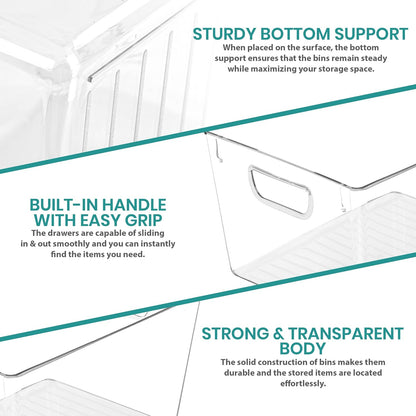 Utopia Kitchen Clear Pantry Organizers and Storage Bins 6 Pack, Large Clear Storage Bins for Pantry, Durable Freezer Organizer Bins With Handles for Organizing Fridge, Kitchen Organization