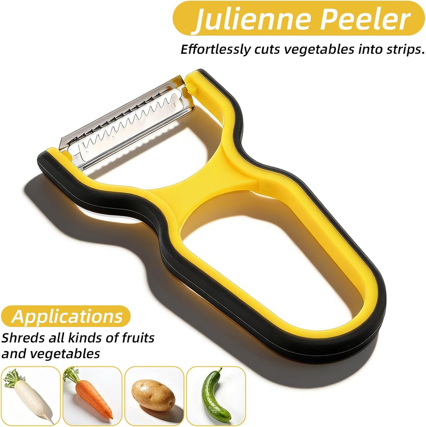 3 Pcs Peeler Set, Straight, Serrated, Julienne Peelers | Stainless Steel Blades Ergonomic Handles Peelerz For Fruits Vegetables