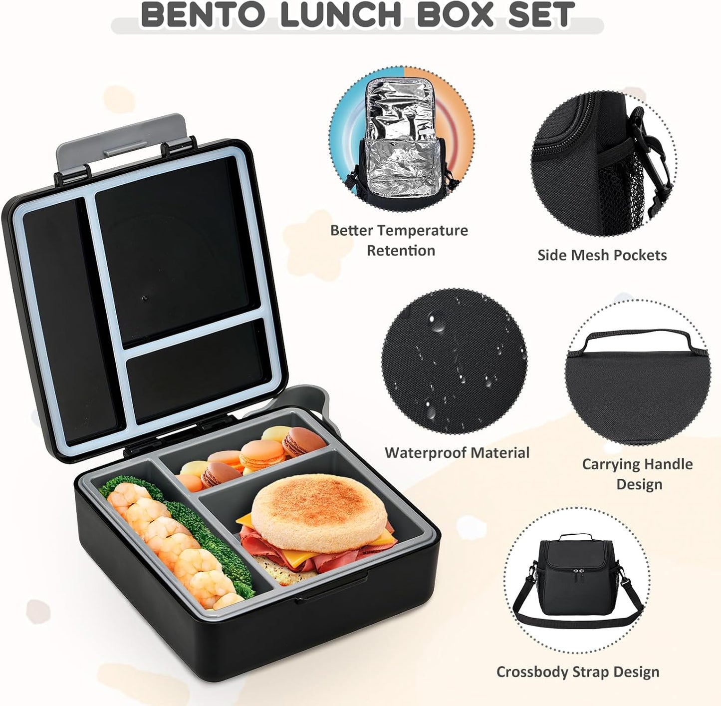 Pawtong Lunch Box Set with Bento Box Container, 17OZ Stainless Steel Food Soup Thermo, Kids Water Bottle & Portable Insulated Lunch Bag, Leakproof, Hot/Cold Retention for School, Travel (Purple-Horse)