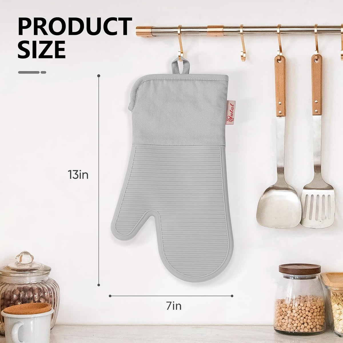 Yutat Silicone Oven Mitts - Oven Mitts and Pot Holders Sets Made of Non-Slip & BPA-Free Silicone, High Heat Resistant 500 Degrees, Perfect for Kitchen Cooking Baking BBQ, Peak Green